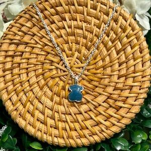 Sterling silver color necklace with dumortierite quartz 1.1 Cm 45CM